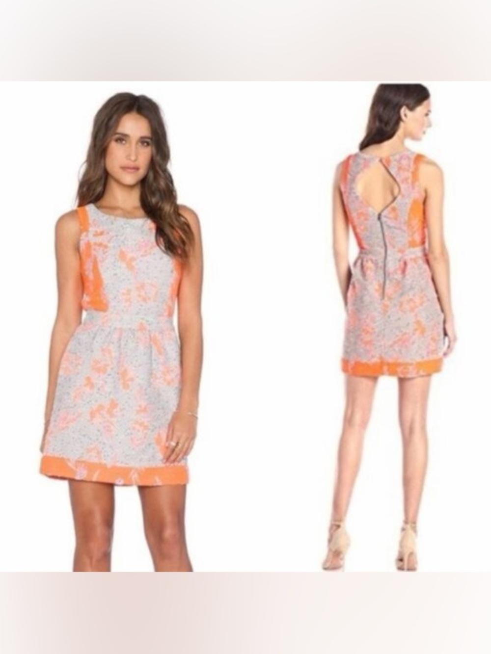 Ella Moss Jacquard Neon Sleeveless Dress S - Picture 3 of 3